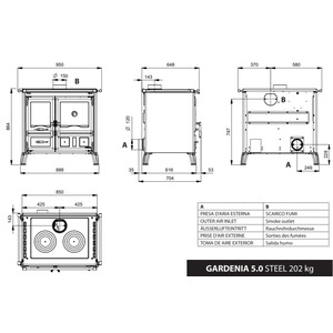 Sporák na tuhá paliva Nordica GARDENIA 5.0 steel