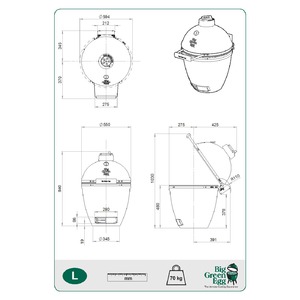 Keramický gril Big Green Egg LARGE - rozměry