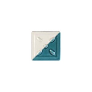 Kachlová kamna Piazzetta BRUNICO - dekor příplatkové kachle bílá/mořská zelenomodrá (Bianco Antico/Blue Verdemare)
