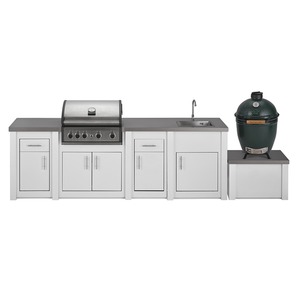 Skříňka pod keramický gril Grandpro EXCLUSIVE Kamado 1 bez zásuvky White - rozšiřující segment pro umístění oblíbeného keramického grilu