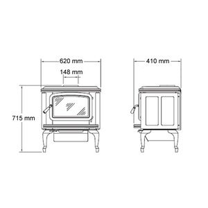 Kanadská krbová kamna Pacific Energy VISTA CLASSIC LE se smaltovaným pláštěm - rozměry
