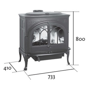 Litinová krbová kamna Jotul F 600 CB - rozměry