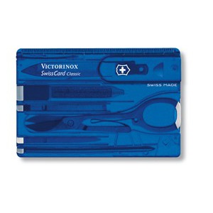 Multifunkční nářadí v pouzdře VICTORINOX SWISS CARD CLASSIC - transparentní modrá