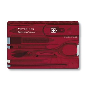 Multifunkční nářadí v pouzdře VICTORINOX SWISS CARD CLASSIC - transparentní červená