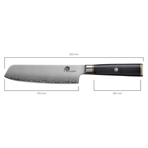 Sada nožů Dellinger OKAMI 2+1 a magnetický stojánek zdarma - nůž na zeleninu Nakiri Ogami (rozměry)