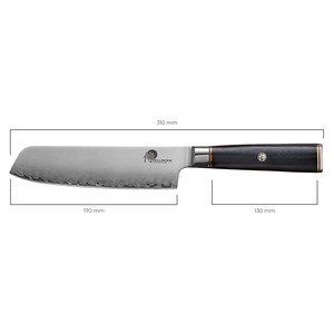 Sada nožů Dellinger OKAMI 2+1 a magnetický stojánek zdarma - nůž na zeleninu Nakiri Ogami (rozměry)