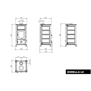 Krbová kamna Nordica DORELLA L8 - rozměry