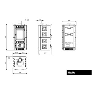 Krbová kamna Nordica GAIA - rozměry