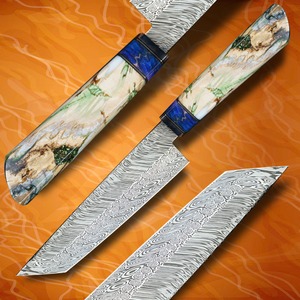 Nůž šéfkuchaře Nakiri/Tanto 145 mm Dellinger Rosette RWL34 Powder Mammut Collect Nr.10 - kuchařský nůž pro opravdové fajnšmekry