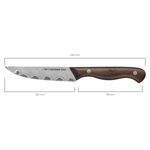 Sada kuchařských nožů Dellinger KITA North Damascus 2+1 prkénko zdarma - okrajovací nůž Dellinger KITA (rozměry)