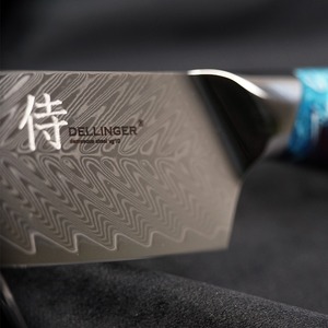 Sada kuchařských nožů Dellinger RESIN FUTURE Blue 2+1 zdarma - nůž Dellinger Resin Santoku.