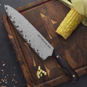 Sada kuchařských nožů Dellinger KITA North Damascus 2+1 prkénko zdarma - 2-dílná sada nožů s masivní rukojetí - šéfkuchařský nůž KITA 