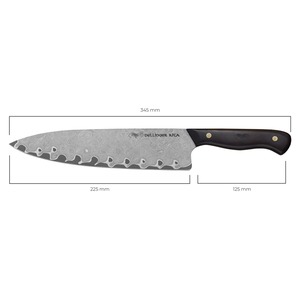 Sada kuchařských nožů Dellinger KITA North Damascus 2+1 prkénko zdarma - 2-dílná sada nožů s masivní rukojetí - šéfkuchařský nůž KITA (rozměry)