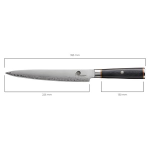 Sada nožů Dellinger OKAMI 2+1 a magnetický stojánek zdarma - plátkovací nůž Okami Slice (rozměry)