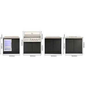 Venkovní grilovací kuchyně Grandpro CROSSRAY 4 272 Series - možná konfigurace a rozměry jednotlivých modulů